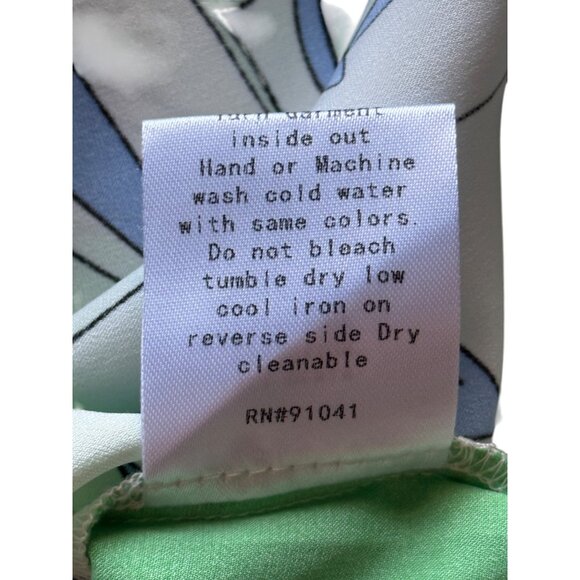 A.Z.I. Womens Top Long Sleeve Button Up Green Blue Floral Print Artsy Size M NEW - Picture 8 of 8